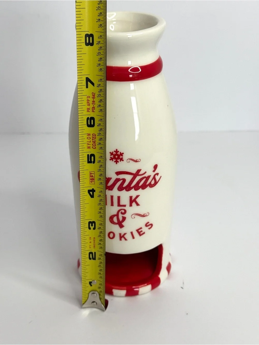Christmas Milk & Cookies For Santa Ceramic Bottle With Red Decoration Seasonal